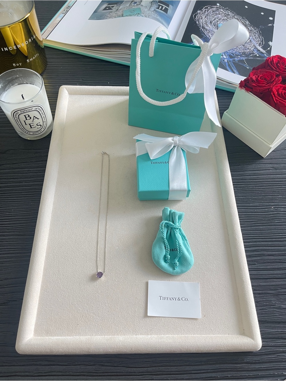Tiffany & Co. Amethyst Cushion Pendant Necklace Sterling Silver 16.5”